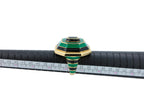 Green Tourmaline Malachite Green Black Enamel 18K Yellow Gold Enamel Unique Ring