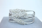 Fancy Shape Rose Cut Diamond Unique Statement Lux 18K White Gold Bangle Bracelet