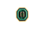 Green Tourmaline Malachite Green Black Enamel 18K Yellow Gold Enamel Unique Ring