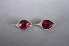 Fancy Pear Tear Drop Pink Red Rubellite Diamond Pave 18K White Gold Earrings