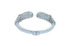 Diamond Round Shape Brilliant Cut Pave Set Lux 18K White Gold Bangle Bracelet
