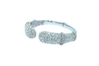 Diamond Round Shape Brilliant Cut Pave Set Lux 18K White Gold Bangle Bracelet
