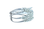 Fancy Shape Rose Cut Diamond Unique Statement Lux 18K White Gold Bangle Bracelet