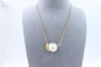 White South Sea Pearl Diamond 18K Gold Satin Brushed Gold Pendant Necklace