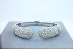 Diamond Round Shape Brilliant Cut Pave Set Lux 18K White Gold Bangle Bracelet