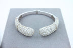 Diamond Round Shape Brilliant Cut Pave Set Lux 18K White Gold Bangle Bracelet