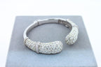 Diamond Round Shape Brilliant Cut Pave Set Lux 18K White Gold Bangle Bracelet