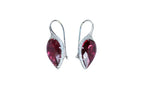 Fancy Pear Tear Drop Pink Red Rubellite Diamond Pave 18K White Gold Earrings