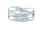 Fancy Shape Rose Cut Diamond Unique Statement Lux 18K White Gold Bangle Bracelet