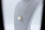 White South Sea Pearl Diamond 18K Gold Satin Brushed Gold Pendant Necklace