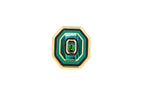 Green Tourmaline Malachite Green Black Enamel 18K Yellow Gold Enamel Unique Ring