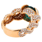 Cushion Dark Blue Indicolite Tourmaline Diamond Spiral Pave 18K Rose Gold Ring