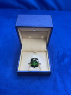 Cushion Large Green Tourmaline Diamond Cocktail Compass Statement 18 Karat Yello