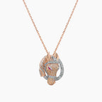 Horse Stallion Pony Diamond Pave & Ruby 18K Rose & White Gold Pendant Necklace