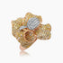 Yellow & White Diamond Pave Set Lilly Flower Floral 18K Rose White Gold Ring