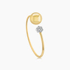 Golden Globe White Diamond 18K Yellow Gold Ball Bangle Bracelet