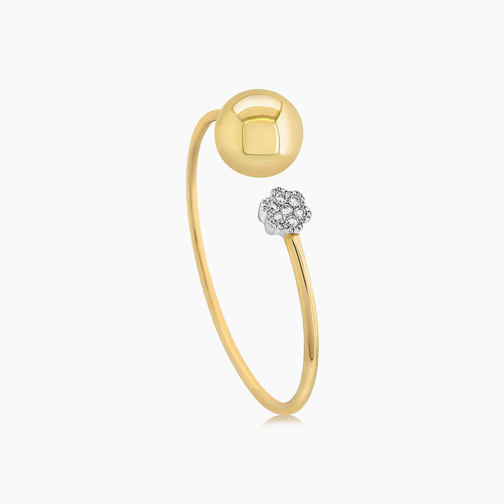 Golden Globe White Diamond 18K Yellow Gold Ball Bangle Bracelet