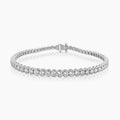 6 Carat Half Bezel Round Shape White Diamond 18K White Gold Tennis Line Bracelet