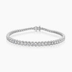 6 Carat Half Bezel Round Shape White Diamond 18K White Gold Tennis Line Bracelet