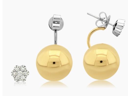 golden globe diamond 18k 15mm gold ball earrings