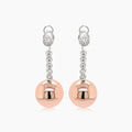 Golden Globe White Diamond 18K Rose Gold Ball Dangle Earrings