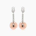 Golden Globe White Diamond 18K Rose Gold Ball Dangle Earrings