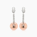 Golden Globe White Diamond 18K Rose Gold Ball Dangle Earrings