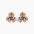 White Diamond Lilly Flower 18K White & Rose Gold Brushed Finish Earrings