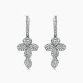 White Diamond 18K White Gold Cross Petals Nature Drop Earrings