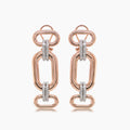 White Diamond 18K Rose & White Gold Chunky Links Drop Style Earrings