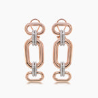White Diamond 18K Rose & White Gold Chunky Links Drop Style Earrings