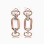 White Diamond 18K Rose & White Gold Chunky Links Drop Style Earrings