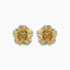 White Diamond Lilly Flower 18K White & Yellow Gold Brushed Finish Earrings