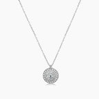 White Diamond Illusion Set Pave 18K White Gold Pendant Necklace