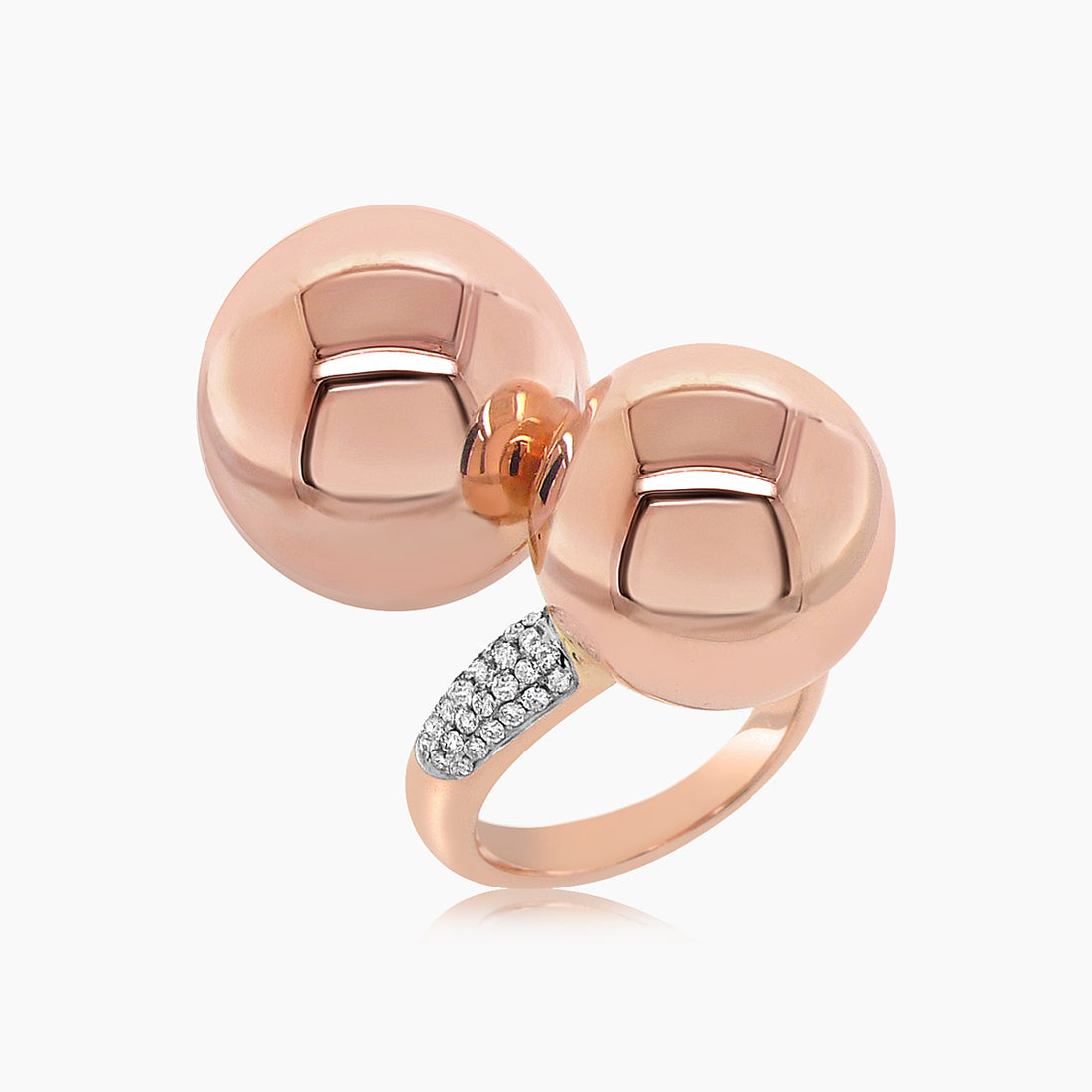 Golden Globe White Diamond 18K Rose Gold Ball Ring