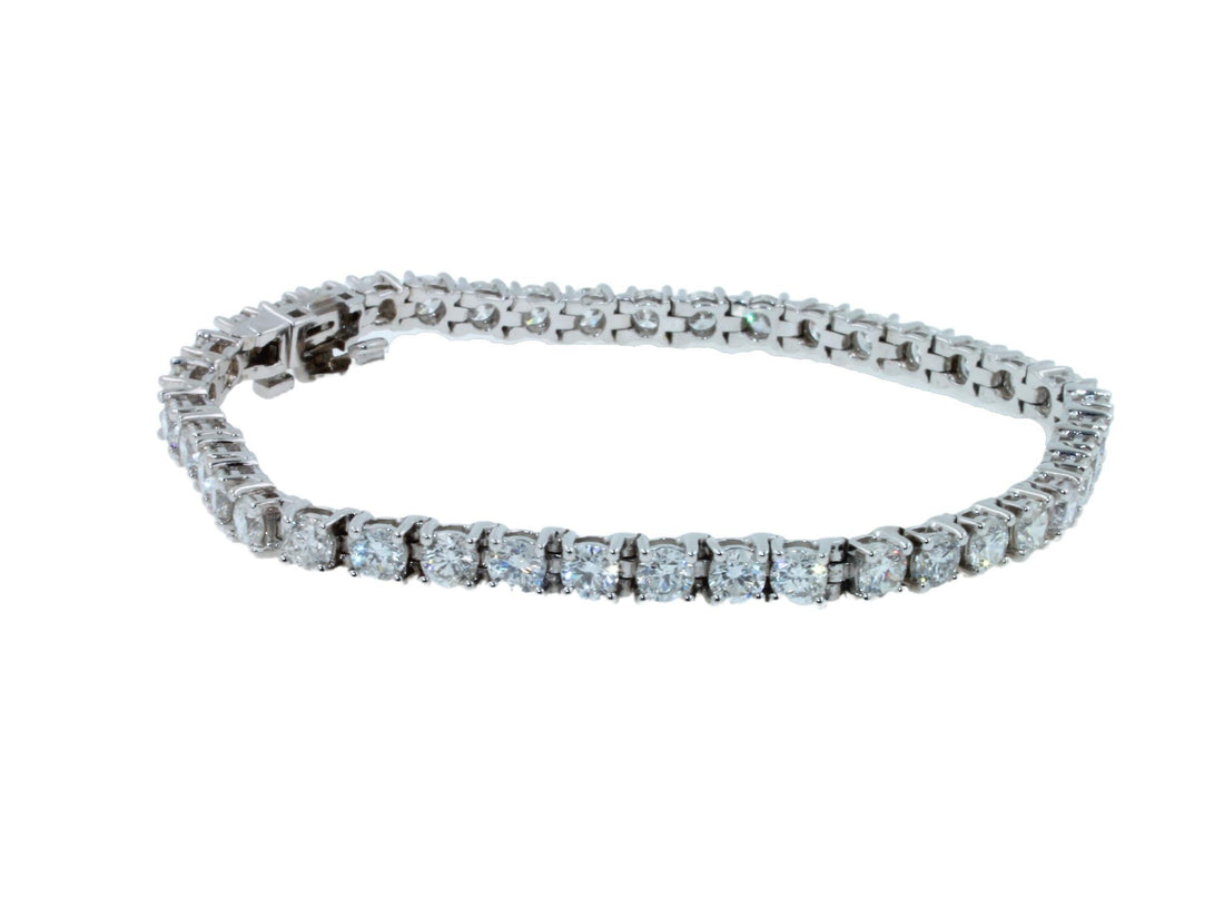 Diamond 5 Carat Tennis Line Classic Fashion 14 Karat White Gold Bracelet