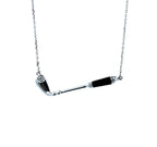 Diamond Black Onyx Golf Club Birdie Jewelry 18 Karat White Gold Charm Pendant Ne