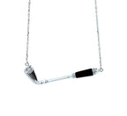 Diamond Black Onyx Golf Club Birdie Jewelry 18 Karat White Gold Charm Pendant Ne
