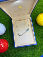 Diamond Blue Agate Golf Club Birdie Jewelry 18 Karat White Gold Charm Pendant Ne