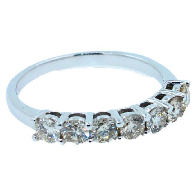 Diamond Classic Stack Eternity Wedding Anniversary Band 18 Karat White Gold Ring