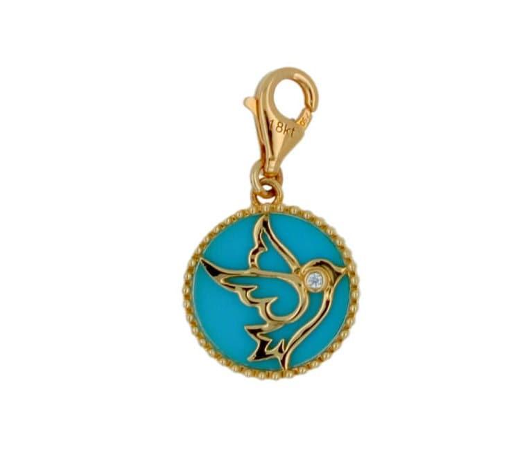 Diamond Flying Dove Bird Soaring Sky  Peace Devotion Love Hope 18 Karat Yellow G