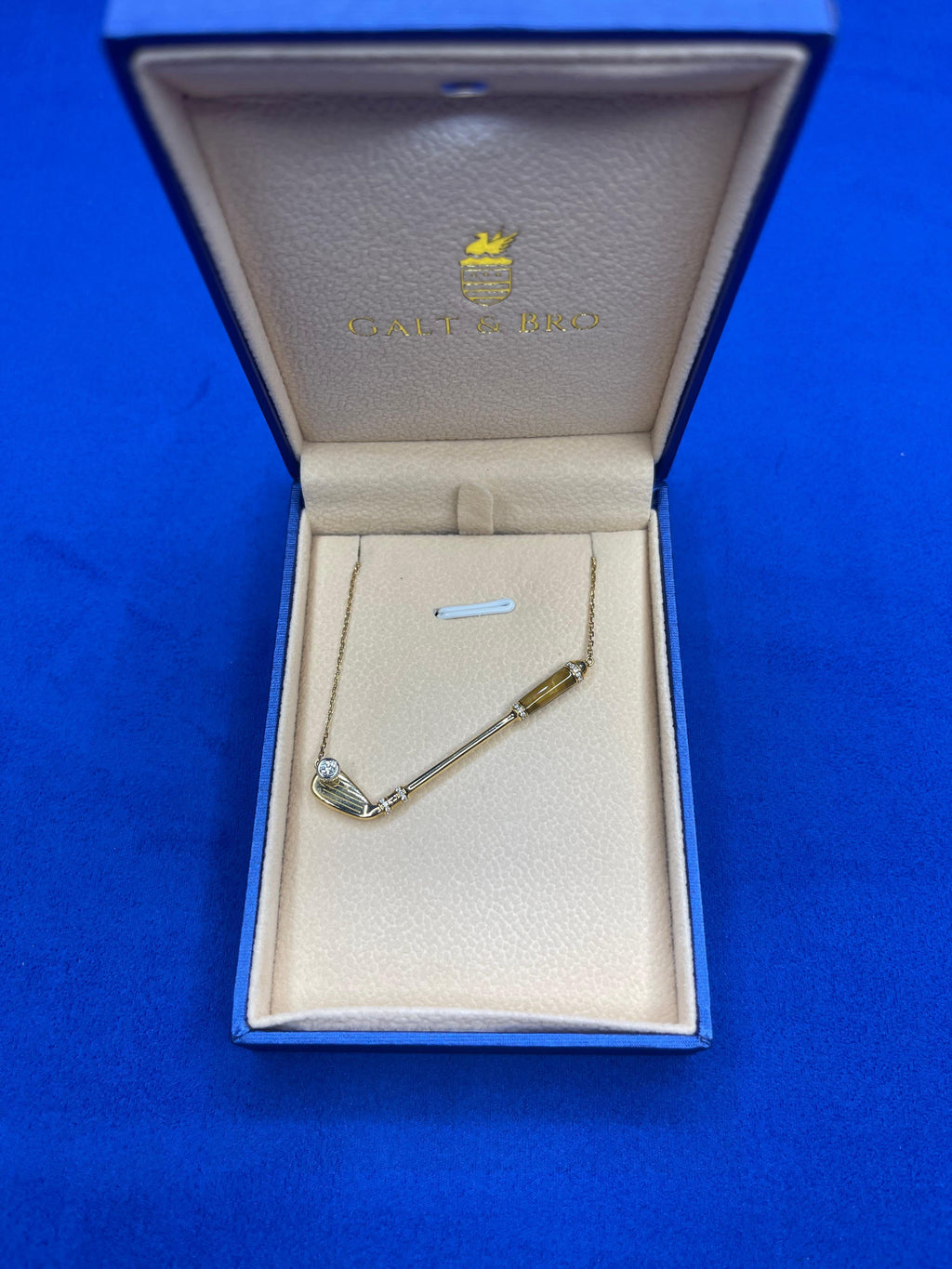 Diamond Golden Tiger's Eye Golf Club Birdie Charm Yellow Gold Necklace Pendant