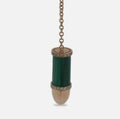 Diamond Green Malachite Bullet 18 Karat Rose Gold Circle Drop Chain Earring