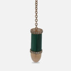 Diamond Green Malachite Bullet 18 Karat Rose Gold Circle Drop Chain Earring