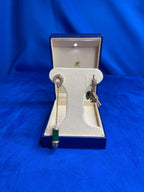 Diamond Green Malachite Bullet 18 Karat Rose Gold Circle Drop Chain Earring