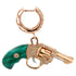 Diamond Green Malachite Gun Revolver 18 Karat Rose Gold Huggie Pave Drop Earring