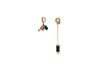 Diamond Green Malachite Pave Bullet 18 Karat Rose Gold Circle Drop Chain Earring
