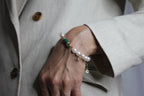 Diamond Green Malachite Pave Rocket Bullet Gold South Sea Pearl Chain Bracelet