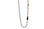 Diamond Green Malachite Pave Rocket Bullet Gold South Sea Pearl Chain Necklace