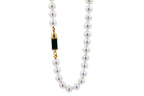 Diamond Green Malachite Pave Rocket Bullet Gold South Sea Pearl Chain Necklace